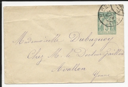 Enveloppe Type Sage 5 C  Décembre 188. ( Aisne ) - Buste Postali E Su Commissione Privata TSC (ante 1995)