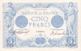 Billet De 5 Francs Bleu En SUP Du 25/01/1913 Verseau - P 1609 Alph 236 @ 2 Scans - N° Fayette : 2 - 5 F 1912-1917 ''Bleu''