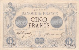 RARE !!! Billet De 5 Francs NOIR En SUP Du 27 Juin 1873 Cancer - V 2747 Alph 748 @ 2 Scans - N° Fayette : 1 - 5 F 1871-1874 ''Noir''