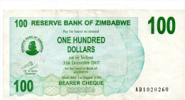 BILLET DE 100 DOLLARS - ZIMBABWE - 2006 - Zimbabwe