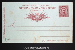 Italy: Cartolina Sa 17A Not Used  1889 - Stamped Stationery
