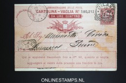 Italy: Cartolina Vaglia Used 1893 - Postwaardestukken