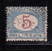 Italy Used Scott #J18 5c Postage Due, Light Blue And Magenta - Portomarken