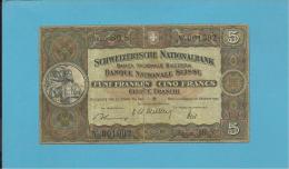 SWITZERLAND - 5 FRANCS - 1947 - Pick 11.m - Serie 36 S  - William Tell - BANQUE NATIONALE SUISSE - Zwitserland