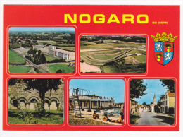 Nogaro - Multivue 5 Vues Et Blason (R Louis) (Lycée, Circuit Automobile, Ruines, Piscine, Centre Ville) Pas Circulé - Nogaro