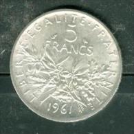 France Piece 5 Francs Argent Type Semeuse Année 1961 ( Silver )   - Pia10201 - 5 Francs