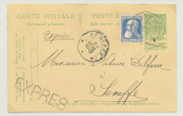 354/23 - Entier Armoiries + TP Grosse Barbe En EXPRES - Cachet Télégraphique GENAPPE 1912 Vers Dito SENEFFE - Tarjetas 1909-1934