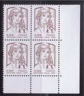 = Marianne Et La Jeunesse Gommées X 4 Faciale 0.10€, En Coin De Feuille Bas Droit  N°4765 - 2013-2018 Marianne De Ciappa-Kawena