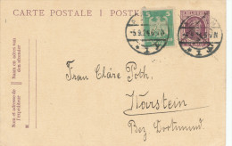 364/23 - Entier HOUYOUX Utilisé En Support TP Allemagne AACHEN 1924 Vers WARSTEIN - Curiosité Intéressante - Postcards 1909-1934