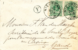 370/23 - Enveloppe TP Lion Couché (1 Déf.) NIEUPORT 1889 - Boite Rurale Y ( Inconnue Dans Porignon !!) - Rural Post