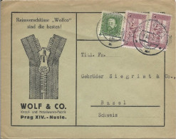 TCHECOSLOVAQUIE - VERS 1930 - ENVELOPPE PUB ILLUSTREE De PRAGUE Pour BASEL (SUISSE) - Covers & Documents