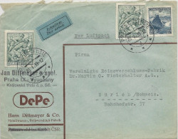 TCHECOSLOVAQUIE - 1939 - ENVELOPPE PUB Par AVION De PRAGUE Pour ZÜRICH (SUISSE) - Storia Postale