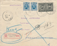 380/23 - Enveloppe RECOMMANDEE TP Képi Et Lion DENDERMONDE 1934 Vers ST AMANDSBERG Et RETOUR - 1931-1934 Kepi