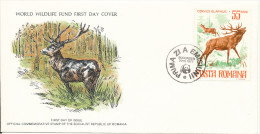 Romania FDC 20-3-1977 Deer WWF With PANDA In The Postmark With Cachet - FDC