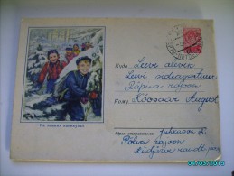 USSR  ESTONIA , 1956 POSTAL STATIONERY COVER , 1958 TPO  TRAIN MAIL TARTU - PETSERI  PECHORY POSTAL WAGON, 0 - 1950-59