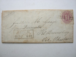 HUSUM   BAHNHOF , Klarer Stempel Auf Faltbrioef Mit Vollem Inhalt 1867 - Schleswig-Holstein