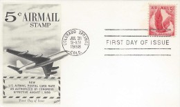USA POSTAL CARD EAGLE Sc C50 FDC 1958 - 1941-60