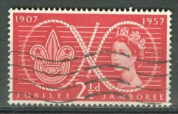 GREAT BRITAIN 1957: SG 557 Variety W5b Neck Retouch / YT 302 / Sc 334 / Mi 299, O - FREE SHIPPING ABOVE 10 EURO - Errors, Freaks & Oddities (EFOs