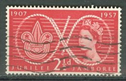 GREAT BRITAIN 1957: SG 557 Variety W5b Neck Retouch / YT 302 / Sc 334 / Mi 299, O - FREE SHIPPING ABOVE 10 EURO - Variétés, Erreurs & Curiosités