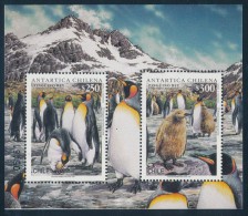 CHILE 1996 ANTARTICA CHILENA King Penguins Minisheet** - Antarctic Wildlife