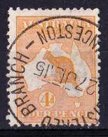 Australia 1913 Kangaroo 4d Orange 1st Wmk - LAUNCESTON July 1915 - Gebraucht