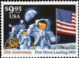 1994 USA Moon Landing Express Mail $9.95 Stamp Sc#2842 Famous Armstrong Space Apollo 11 Astronaut Flag Earth - United States