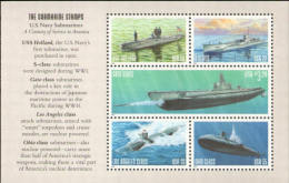 2000 USA Submarine Selvage Stamps S/s Sc#3377a Martial - Sottomarini