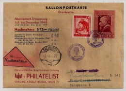 Austria, 1948, Ballonpostkarte, Carte Postale, Vöcklabruck, To Salzburg, 25-10-48 - Ballons