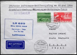 Denmark 1964 First Flight Lufthansa Copenhagen Tokio Over The Pole 28-5-1964 ( Lot 5682 ) - Cartas & Documentos