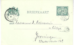 1902  Bk Van NOORDELOOS (kl. Rond) Naar Groningen 5 JUL 02 - Brieven En Documenten