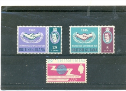 1965 GUYANE ANGLAISE Y & T N° 218 - 219 - 220  ( ** ) Les 3 Timbres - Guyane Britannique (...-1966)