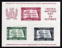 1955 - O.N.U - 10º Anivº De Naciones Unidas -  HB 1 I - MNH - ONU-72 - 01 - Ongebruikt