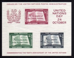 1955 - O.N.U - 10º Anivº De Naciones Unidas -  HB 1 II -  2a Impresion ( 50.000 ) - ONU-73 - 01 - Nuevos