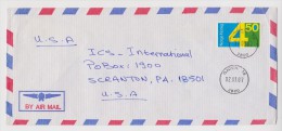 NORVEGE NORGE LETTRE COVER BY AIR MAIL GJOVIK 12 MARS 1987 VERS SCRANTON USA - 2 Scans - - Briefe U. Dokumente