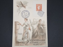 FRANCE - CARTE  DU CENTENAIRE DU TIMBRE EN 1949 AVEC N° YVERT 841       LOT P2307 - ....-1949