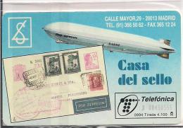 TARJETA SELLO ZEPELIN, - Sellos & Monedas