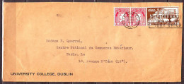 IRLANDE  Lettre Cachet BAILE ATHA CLIATH Le 27 FEV 1959  Pour PARIS Avec 3 Timbres De UNIVERSITY COLLEGE -DUBLIN - Briefe U. Dokumente