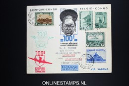 Belgium: Cover 1938 Brussels - Stanleyville Belgium Congo 1ooth Flight Mixed Stamps - Other & Unclassified
