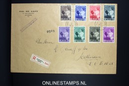 Belgium: FDC / Large Cover 1937 Registered Antwerp To Rotterdam, OBP 447 - 454  FDC - Briefe U. Dokumente