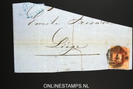 Belgium:c OBP 12 On Fragment Of Letter - 1858-1862 Medaillen (9/12)