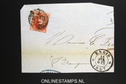 Belgium:c OBP 12 On Fragment Of Letter - 1858-1862 Medallions (9/12)