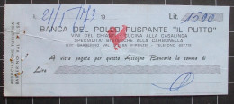 Ricevuta Pasto Anno 1973  Barberino V.E. - FI " IL PUTTO- BANCA DEL POLLO RUSPANTE  Ristorante " - Invoices