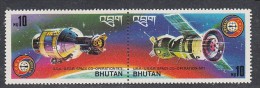 BHUTAN 1975  United States-Soviet Space Cooperation ,2v Se-tenant Pair, Apollo, Soyuz, MNH(**) - Andere & Zonder Classificatie