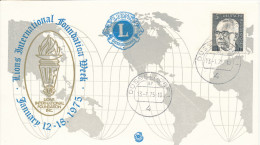 Germany Cover LIONS INTERNATIONAL Düsseldorf 13-1-1975 Witrh Cachet Lions International Foundation Week 12-18/1-1975 - Rotary, Lions Club