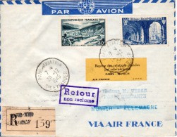 France-Germany, Paris-Munchen 1949 Registered FFC / Erstflugbrief "Air France" AF 16 - Primeros Vuelos