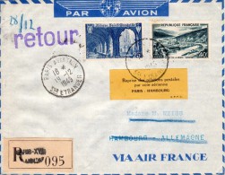 France-Germany, Paris-Hamburg 1949 Registered FFC / Erstflugbrief "Air France" AF 17 - Primeros Vuelos