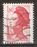 Timbre France Y&T N°2187 (05) Obl. Liberté De Gandon. 1 F. 60. Rouge. Cote 0.15 € - 1982-1990 Liberté De Gandon