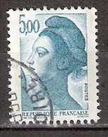 Timbre France Y&T N°2190 (02) Obl. Liberté De Gandon. 5 F. 00. Bleu-vert Foncé. Cote 0.15 € - 1982-1990 Liberté De Gandon