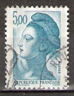 Timbre France Y&T N°2190 (04) Obl. Liberté De Gandon. 5 F. 00. Bleu-vert Foncé. Cote 0.15 € - 1982-1990 Libertà Di Gandon