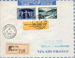 France-Germany, Paris-Berlin 1950 Registered FFC / Erstflugbrief "Air France" AF 18 - Primeros Vuelos